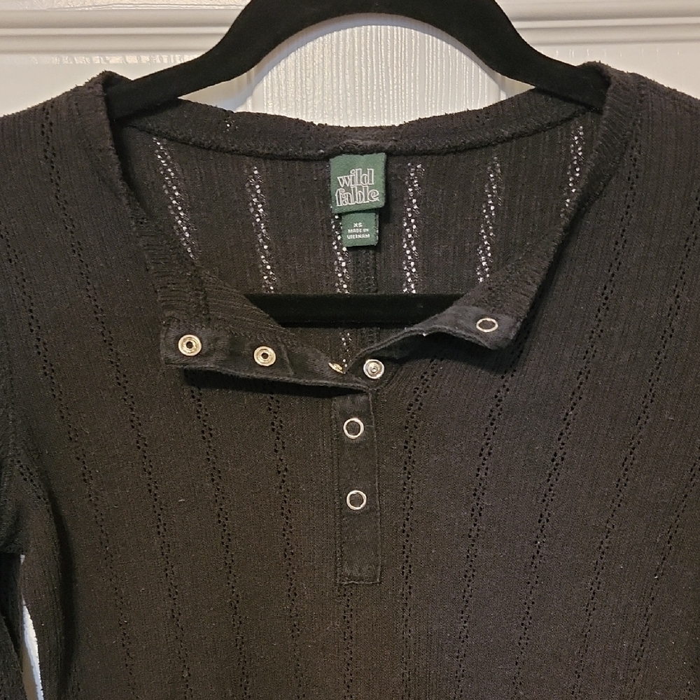 Black Long Sleeve Women's Top - Picture 2 of 7